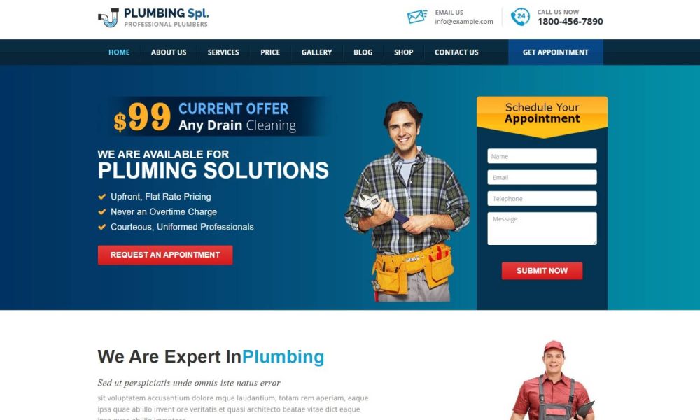 plumbing website design